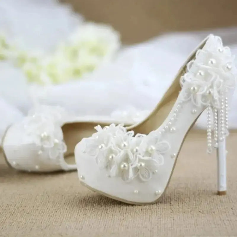 Lace Flora Wedding Heels for Women - LauBelle Brand
