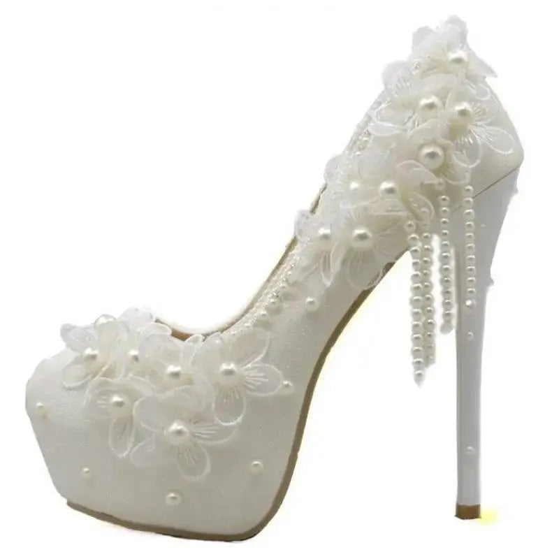 Lace Flora Wedding Heels for Women - LauBelle
