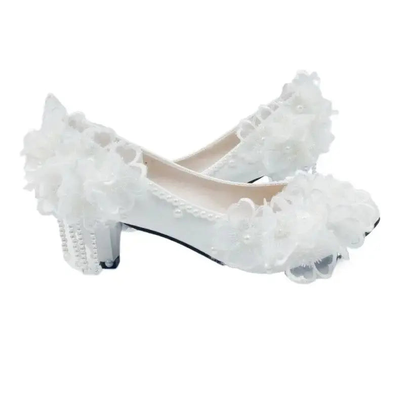 Lace Flora Wedding Heels for Women - LauBelle