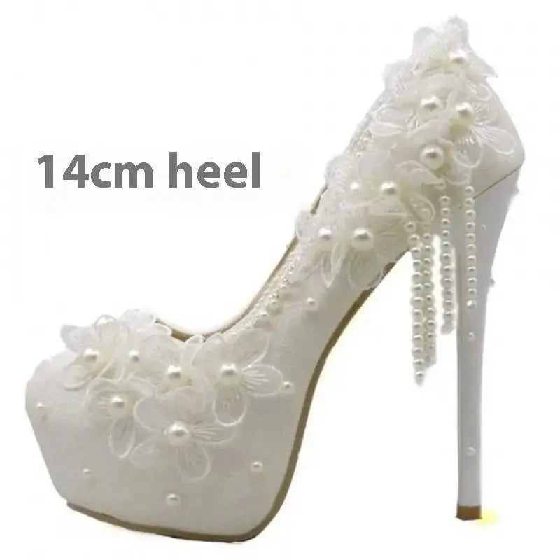 Lace Flora Wedding Heels for Women - LauBelle