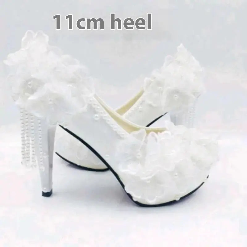 Lace Flora Wedding Heels for Women - LauBelle