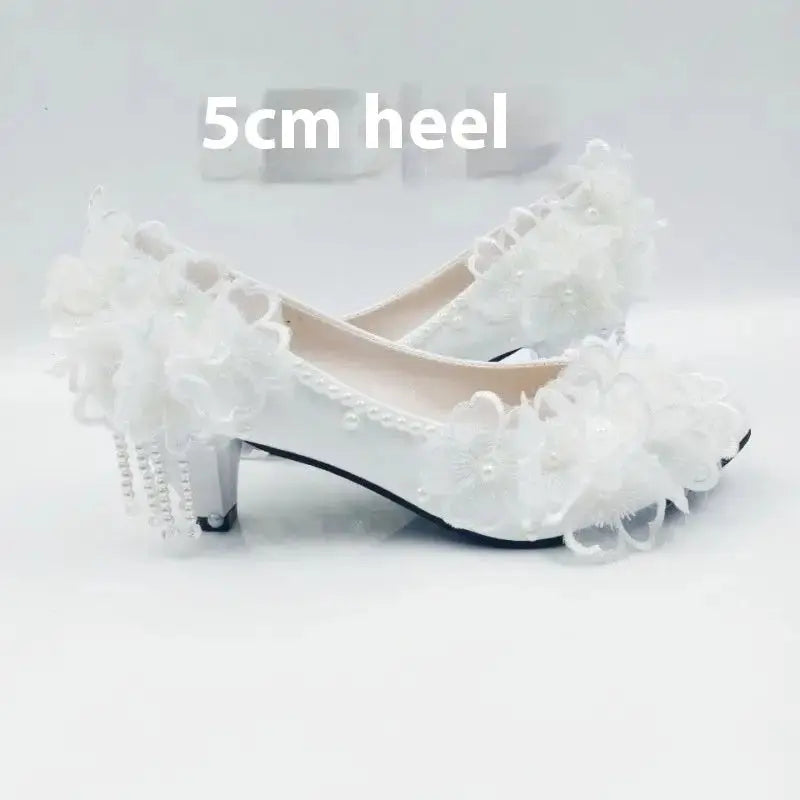 Lace Flora Wedding Heels for Women - LauBelle