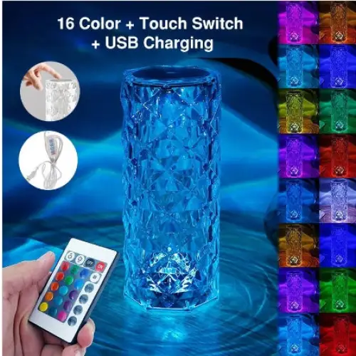 Diamond Style RGB16 Color Touch Night Light with Remote Control - LauBelle