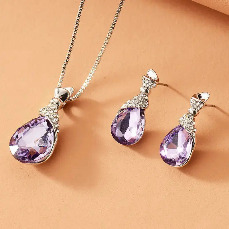 Peacock Gems Bridal Jewelry Set with Necklace Earrings and Bracelet - LauBelle