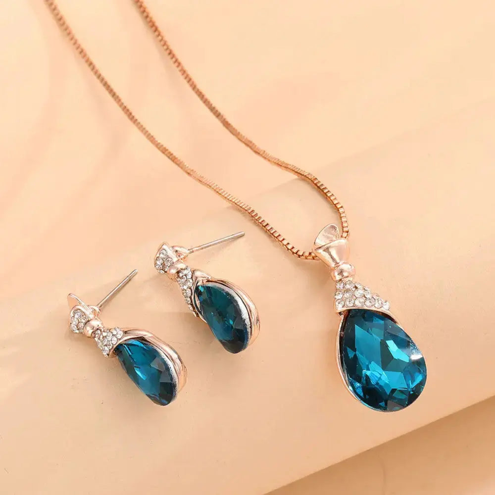 Peacock Gems Bridal Jewelry Set with Necklace Earrings and Bracelet - LauBelle