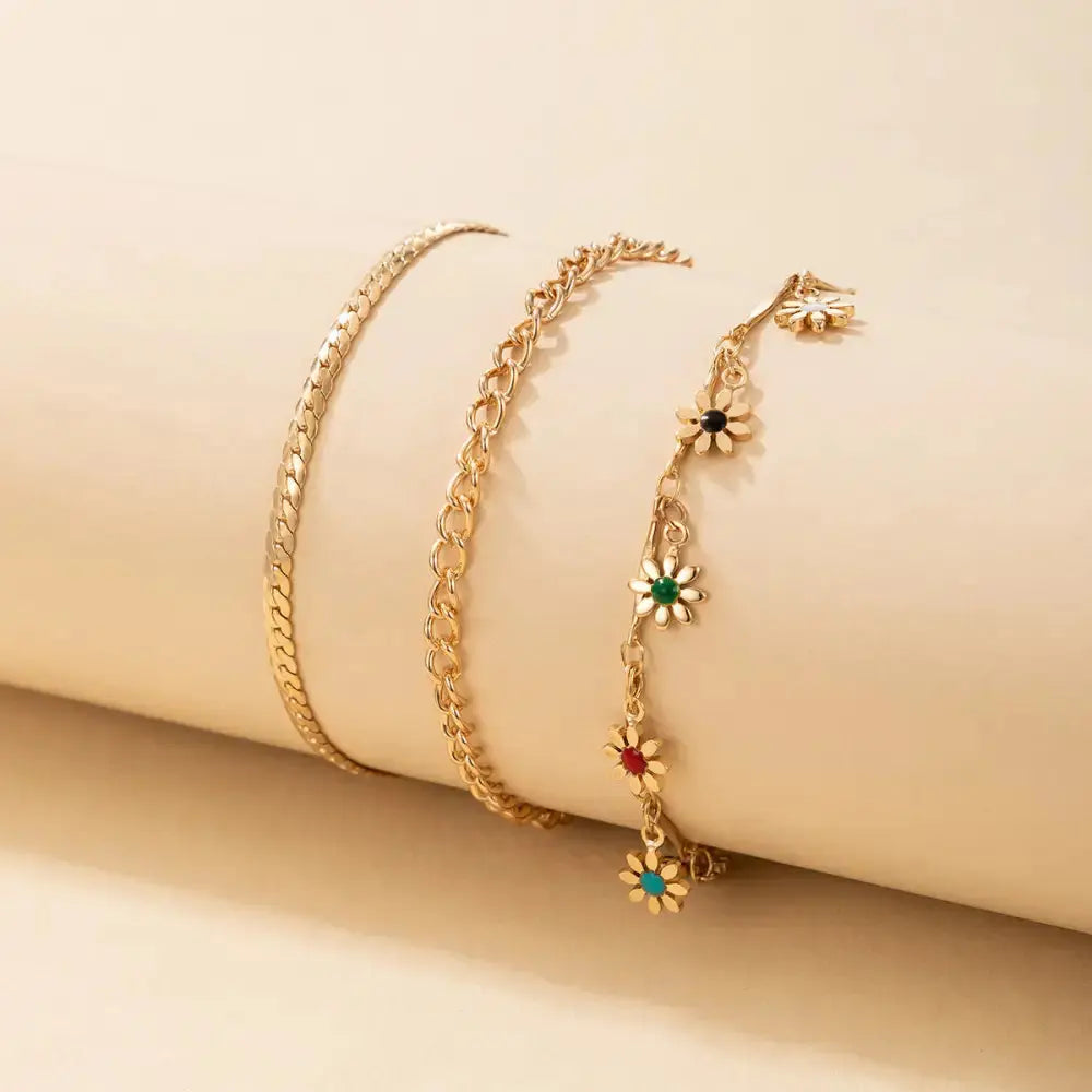 Metal Rose Tassel Anklet with Delicate Charms - LauBelle