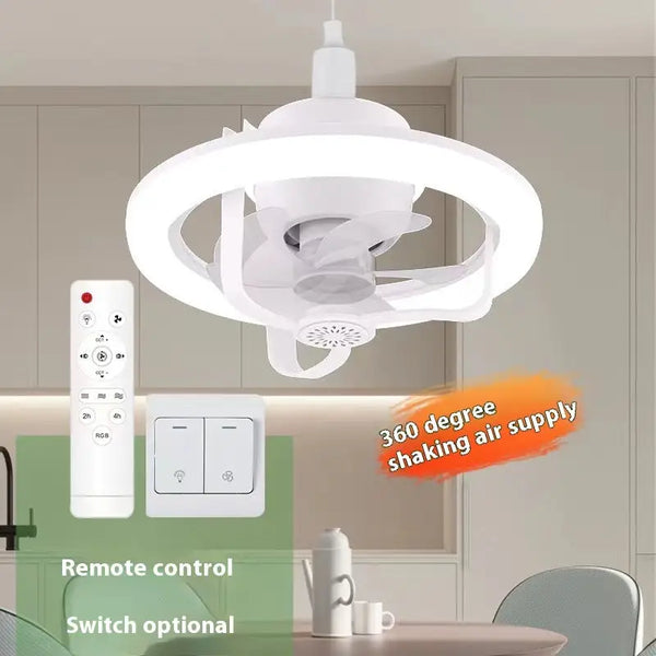 Colorful Dimmable Ceiling Fan Lamp with Adjustable Hanging Rope - LauBelle