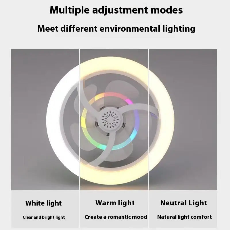 Colorful Dimmable Ceiling Fan Lamp with Adjustable Hanging Rope - LauBelle