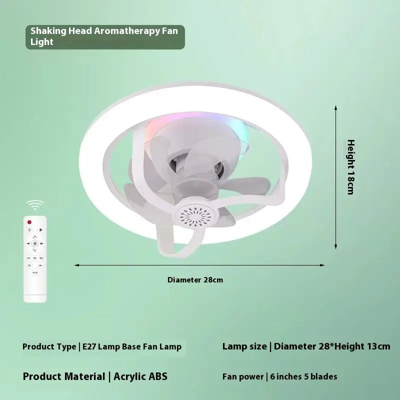 Colorful Dimmable Ceiling Fan Lamp with Adjustable Hanging Rope - LauBelle