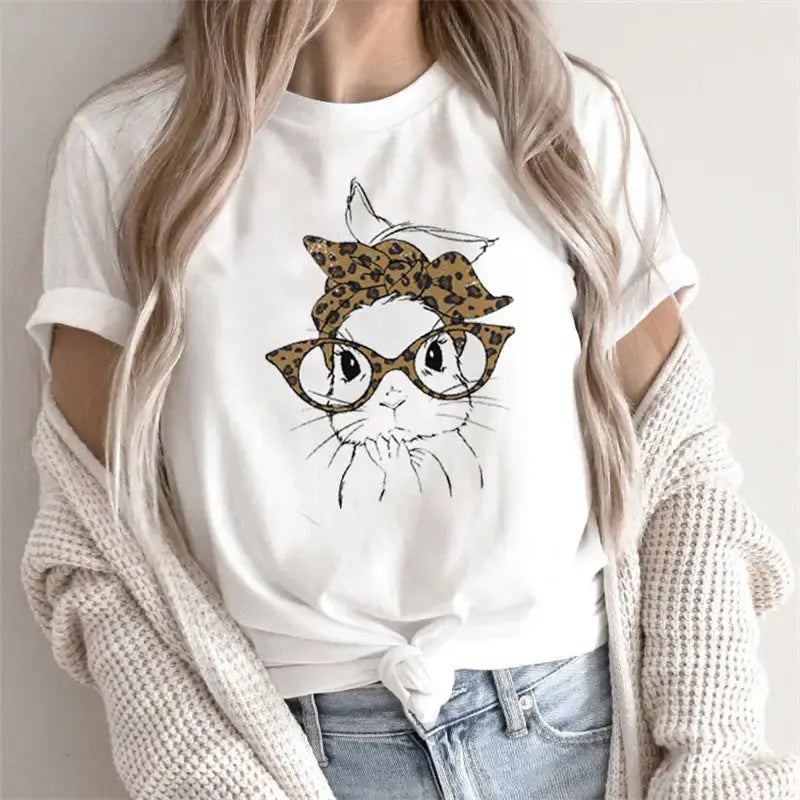 ChicMe Custom Womens Short Sleeve Floral Bunny T-Shirt - LauBelle Brand