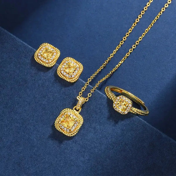 SugarCube Chic Gold-Plated Ear and Ring Set - LauBelle