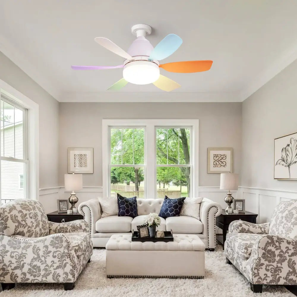 Modern ABS Ceiling Fan with RGB Light and Remote Control 32W 220V - LauBelle