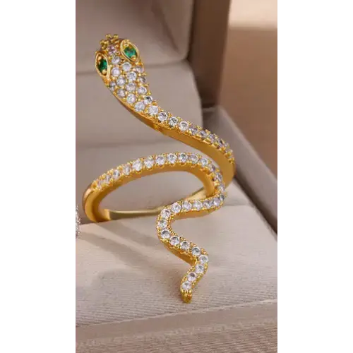 Copper Zircon Snake Design Ring - LauBelle