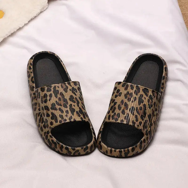 Leopard Chic Slides with Bold Animal Print Design - LauBelle