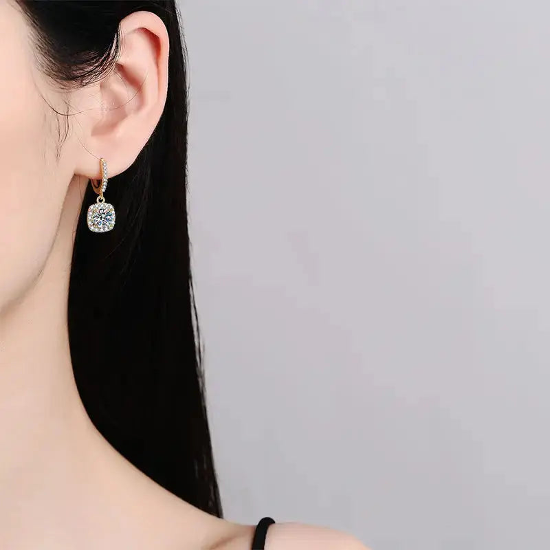 Radiant Square Moissanite Stud Earrings - LauBelle