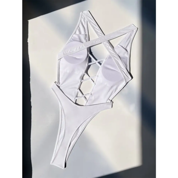 EuAm One-Piece Bikini Swim Modern Sleek Swimsuit - LauBelle