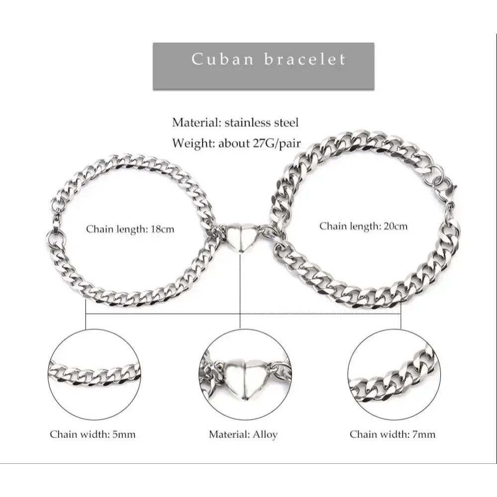 ForeverLink Silver Chain Heart Clasp Matching Bracelets - LauBelle Brand