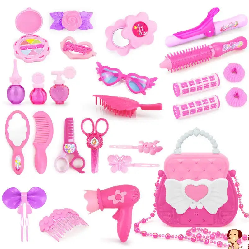 Pretty Pink Pretend Makeup Set for Kids with Realistic Safe Toys - LauBelle