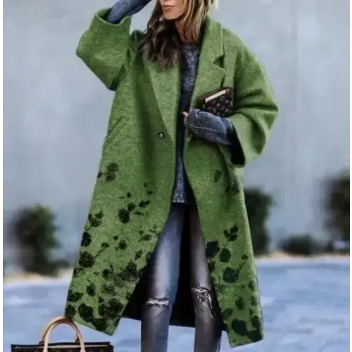 Dragon and Phoenix Woolen Coat with Intricate Back Design - LauBelle