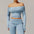 SereneFlow Light Blue Off Shoulder Yoga Crop Top and Leggings Set - LauBelle Brand