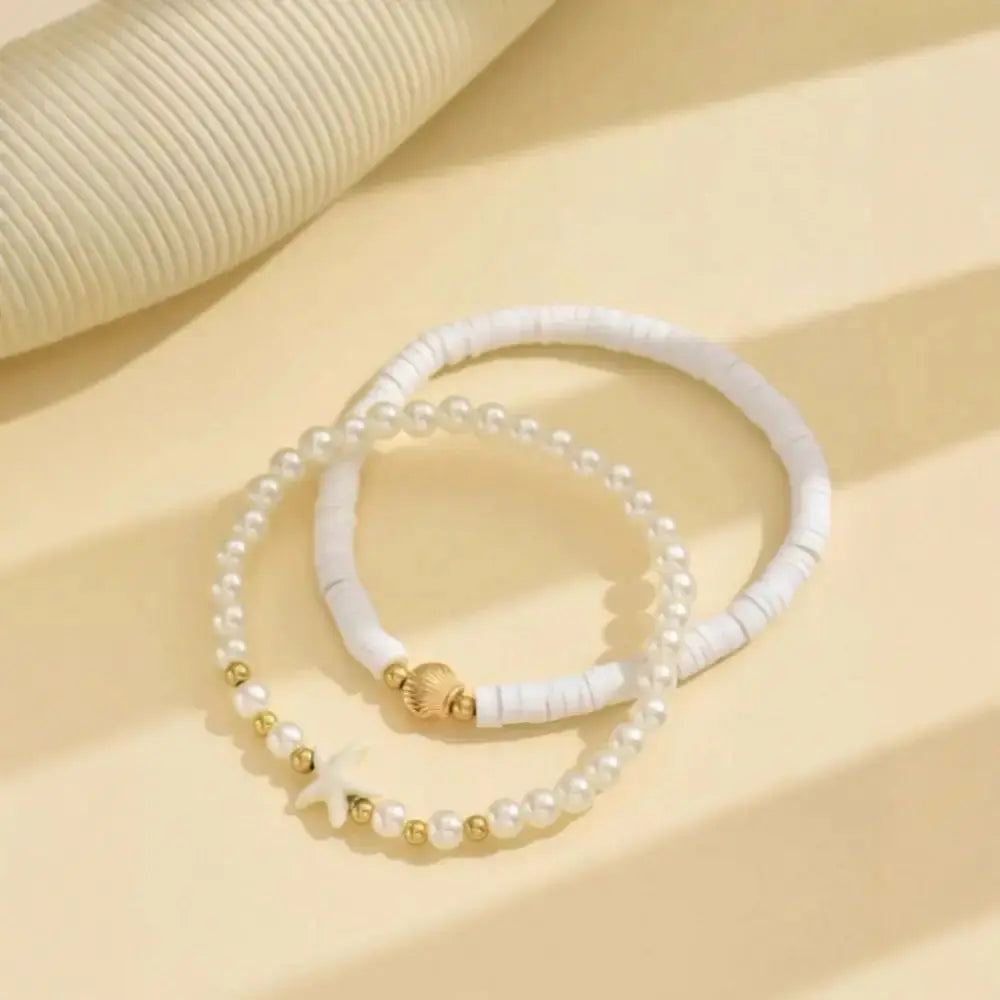Stellar Pearl Twin Anklet with Lustrous Pearls - LauBelle