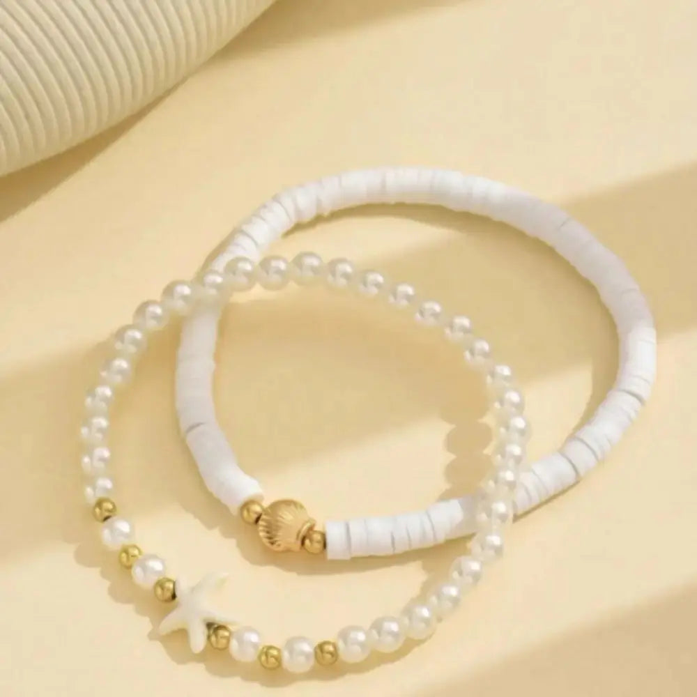 Stellar Pearl Twin Anklet with Lustrous Pearls - LauBelle