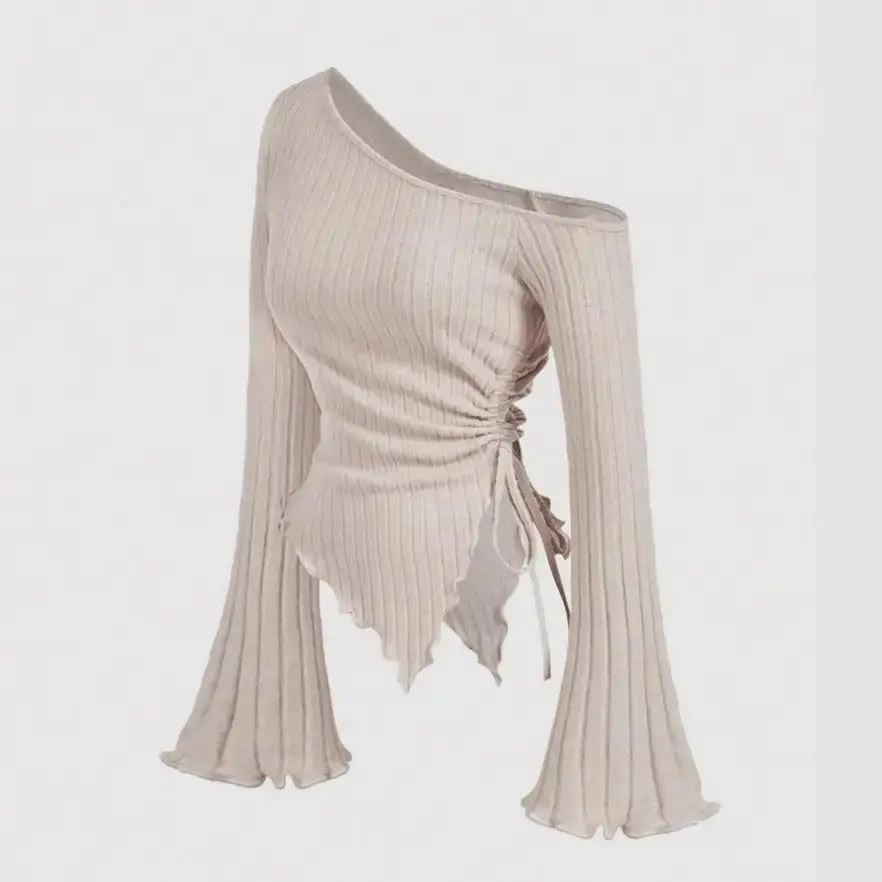 BareBell Sleeve Sweater with Elegant Bell Sleeve Design - LauBelle