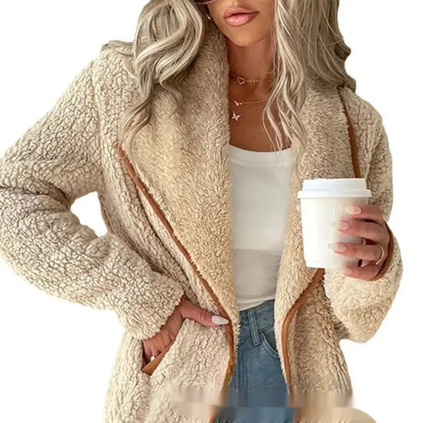 CozyChic Womens Plush Lapel Fuzzy Open Front Cardigan Coat - LauBelle