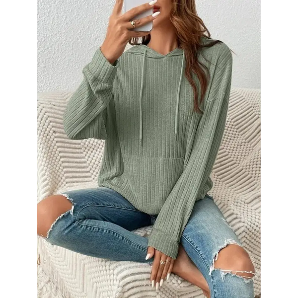 CozyStripe Womens Knit Hoodie Soft Breathable Casual Wear - LauBelle