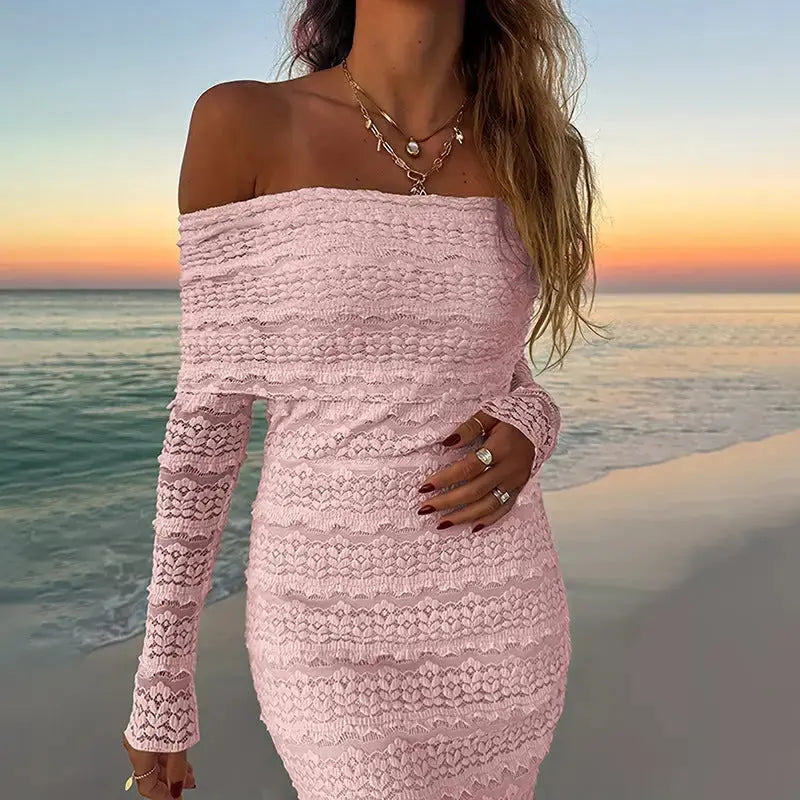 Off-Shoulder Socialite Dress with Elegant Fitted Silhouette - LauBelle Brand