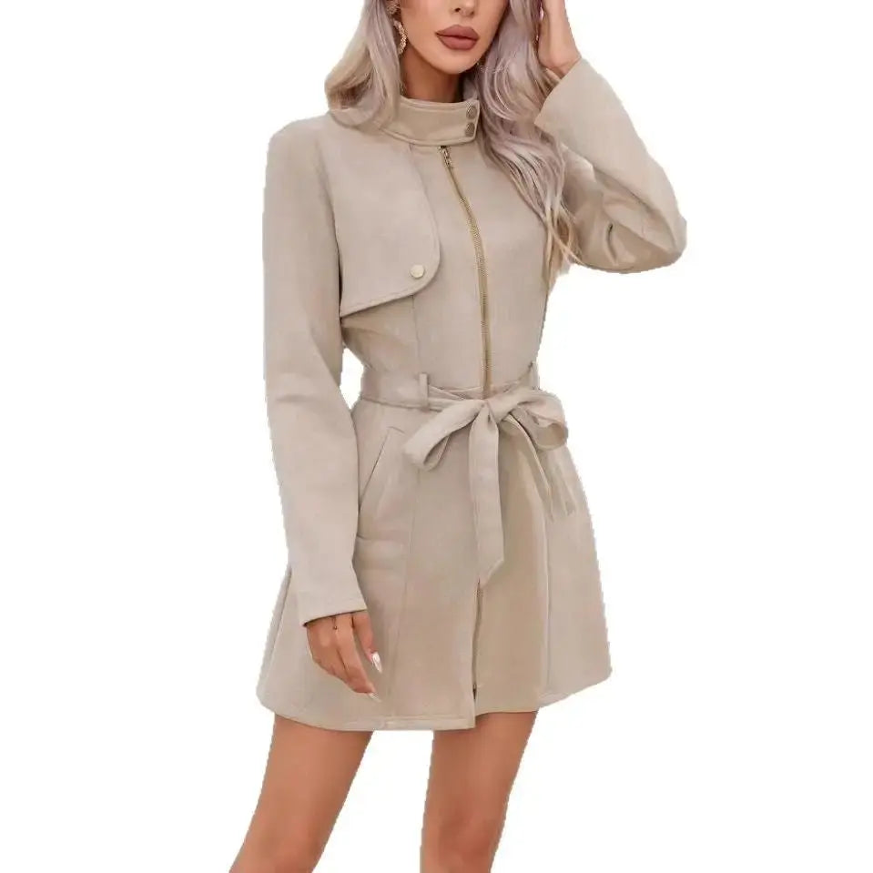 Winter Chic Double Breasted Jacket with Faux Fur Collar - LauBelle