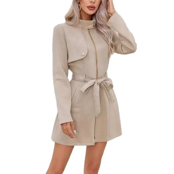 Winter Chic Double Breasted Jacket with Faux Fur Collar - LauBelle