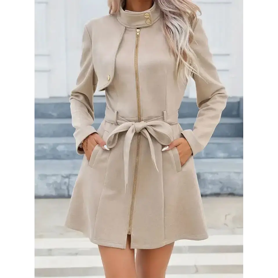 Winter Chic Double Breasted Jacket with Faux Fur Collar - LauBelle