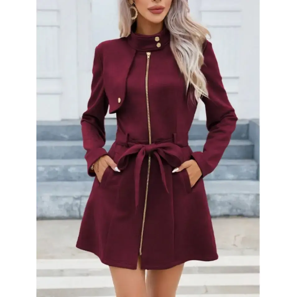 Winter Chic Double Breasted Jacket with Faux Fur Collar - LauBelle