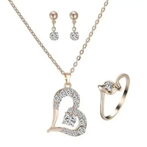 RadiantHeart Rhinestone Pendant Set with Heart Shaped Charm - LauBelle