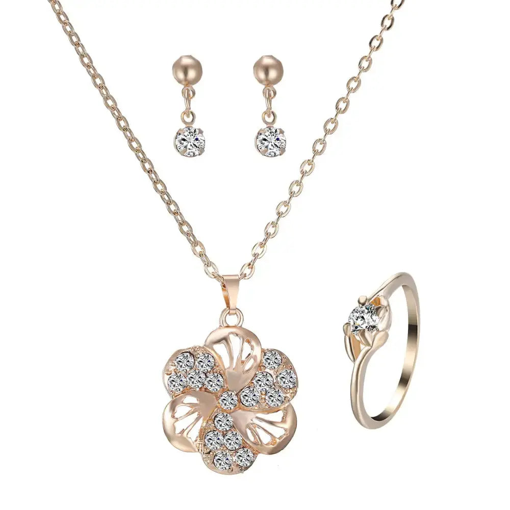 RadiantHeart Rhinestone Pendant Set with Heart Shaped Charm - LauBelle