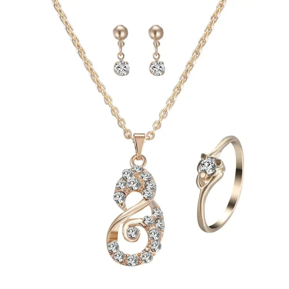 RadiantHeart Rhinestone Pendant Set with Heart Shaped Charm - LauBelle
