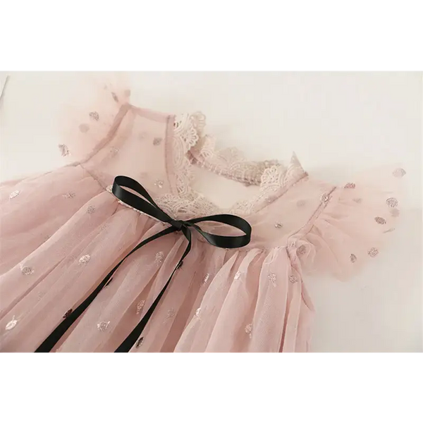 LaceWhirl Dreamy Gown with Lace and Swirl Pattern for Kids Aged 3 to 8 - LauBelle