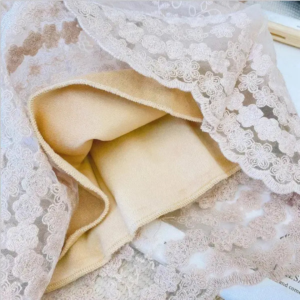 Lacey Velvet Dress with Lace Sleeve and Hemline Detailing - LauBelle