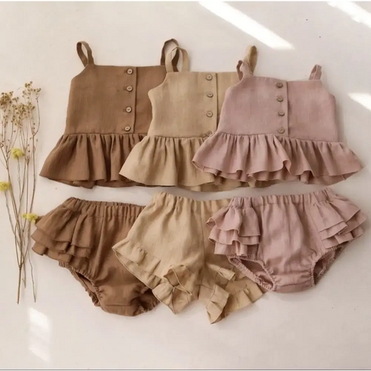 SunnyFrills Baby Girl Summer Sling Top and Shorts Set - LauBelle Brand