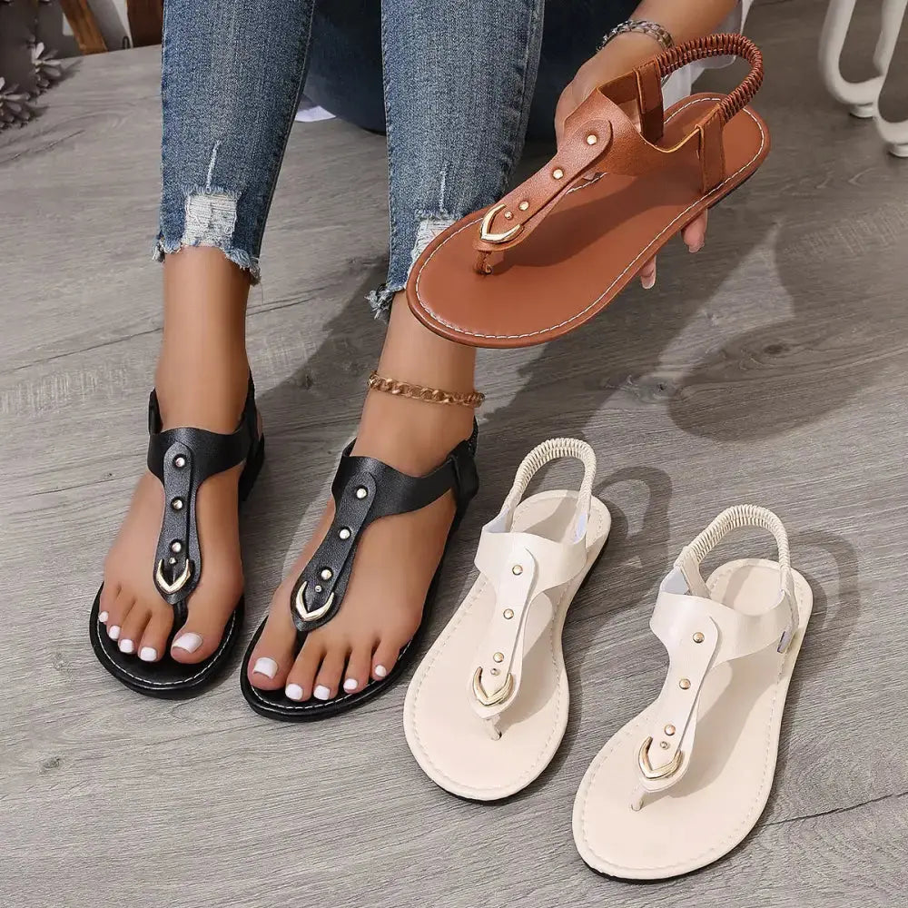 SunnyStride Comfort Elastic Flip-Toe Sandals for All-Day Support - LauBelle