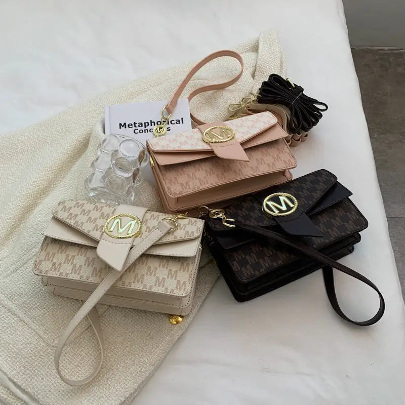 Blush Chic: Dual-Tone PU Flap Bag with Zipper - LauBelle