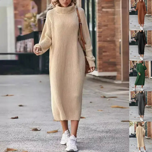 Warm Knit Turtleneck Dress for Winter - LauBelle