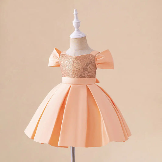 Sequined Suspender Dress for Girls in Forged Cloth - LauBelle