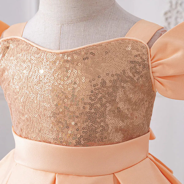 Sequined Suspender Dress for Girls in Forged Cloth - LauBelle