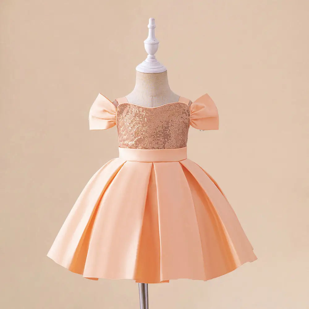 Sequined Suspender Dress for Girls in Forged Cloth - LauBelle Brand