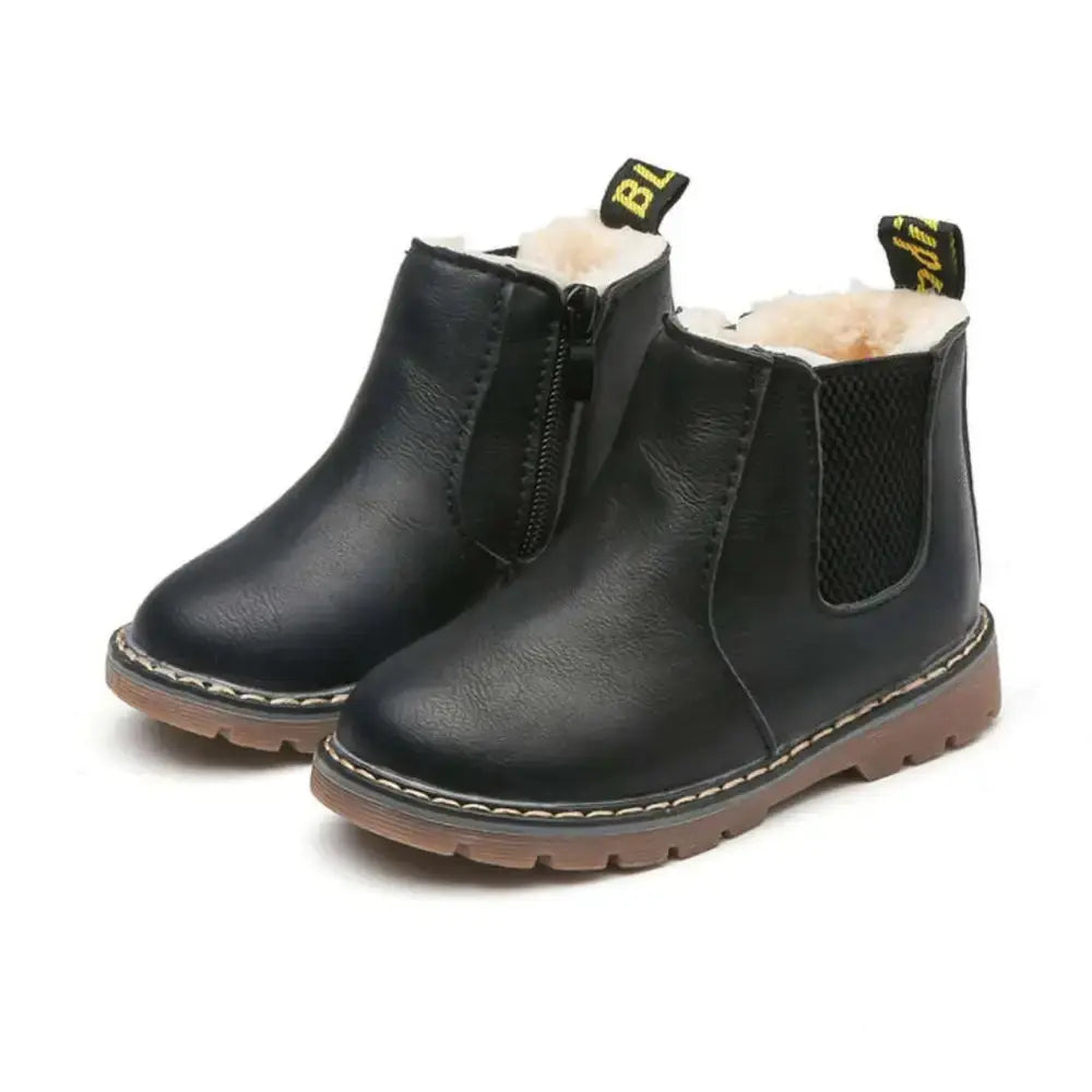 Retro Kids Casual Doc Martens Leather Boots with Yellow Stitching - LauBelle