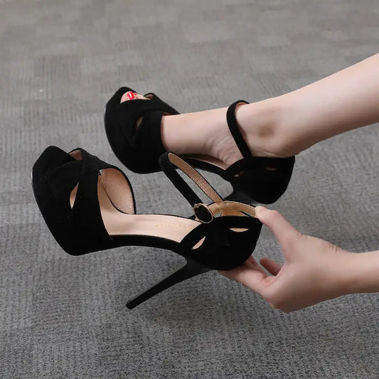 Roman Style Waterproof Platform Suede Leather Sandals for Adults - LauBelle Brand