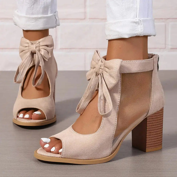 BellaBow Chunky High Heels for Bridal Party Comfort and Elegance - LauBelle