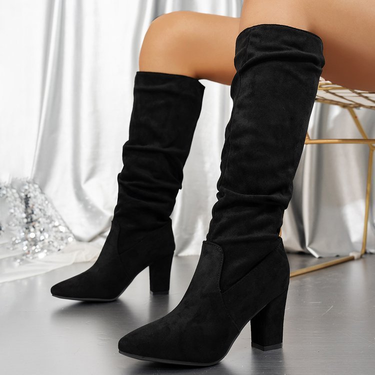 ChicStep Chunky Heel Pointed-Toe Fashion Boots - LauBelle